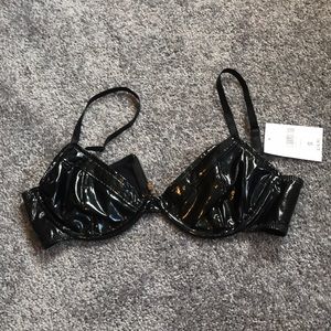 F21 Black Pleather bralette NWT